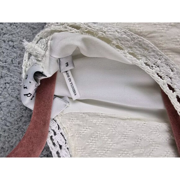 Sandro Paris Dress Womens M White Keyhole Coquette A-Line Peek A Boo Crochet - Picture 13 of 16